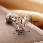 Silver color / 1 Piece Simple Series Classic Butterfly Copper Silver Color Zircon Women's Stud Earrings Picture3